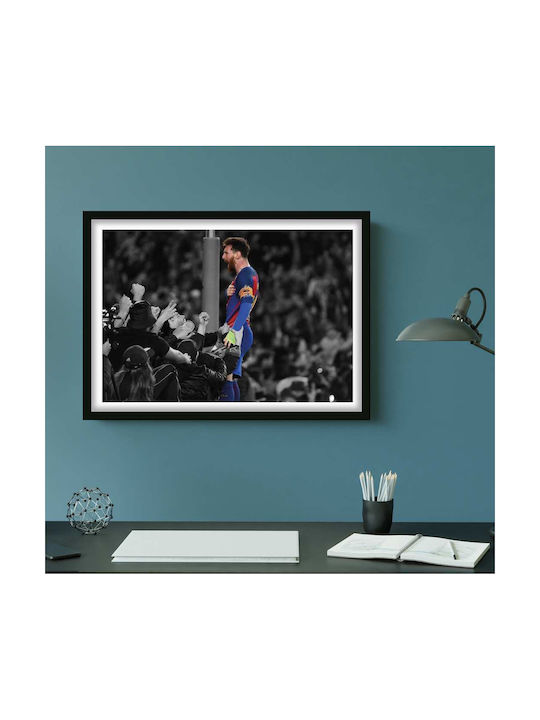 Poster Messi Barca Sc037 21cm X 30cm White Frame Pvc 18x24