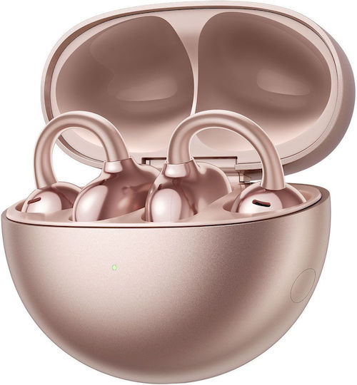 Huawei FreeClip Earbud Bluetooth Handsfree Ακουστικά με Αντοχή στον Ιδρώτα και Θήκη Φόρτισης Ροζ Χρυσά