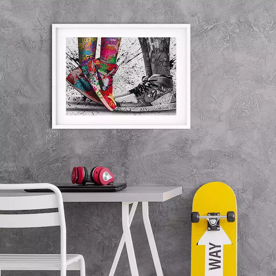 Poster Graffiti Sneakers Snk070 21cm X 30cm Λευκό Κάδρο Pvc 18x24