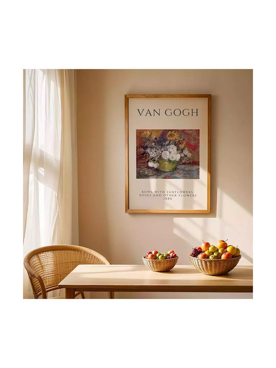 Poster Van Gogh Bowl Flowers Art007 21cm X 30cm Λευκό Κάδρο Pvc 18x24