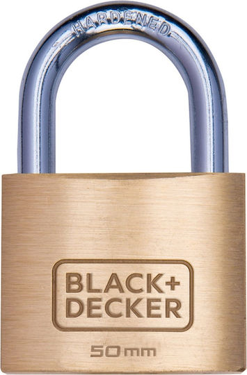 Black & Decker Bronze Padlock Brass with Key 50mm Black 1pcs
