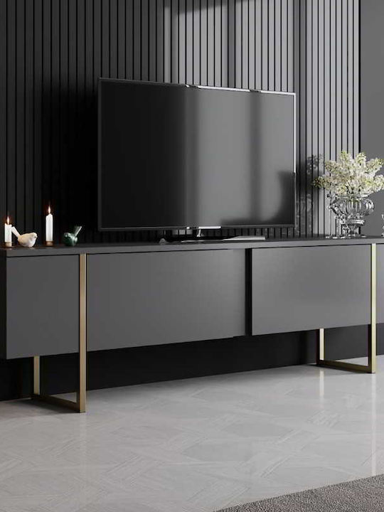 TV-Ständer Luxe Anthrazit - Gold M180xT30xH50cm