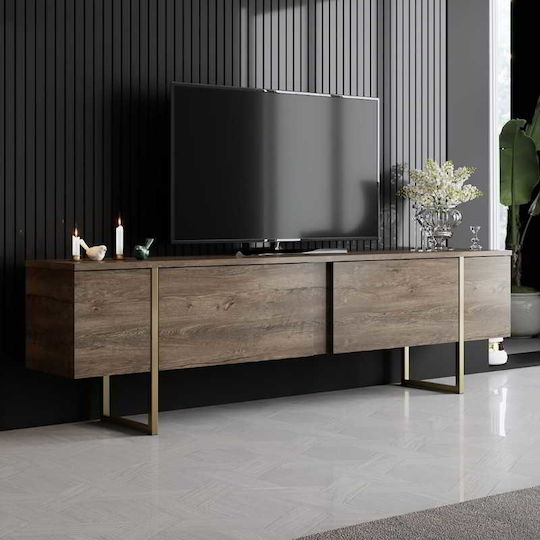 Έπιπλο Τηλεόρασης Luxe Καρυδί - Χρυσό Μ180xΠ30xΥ50cm