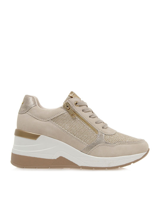 Wedges Sneakers Beige Glitter