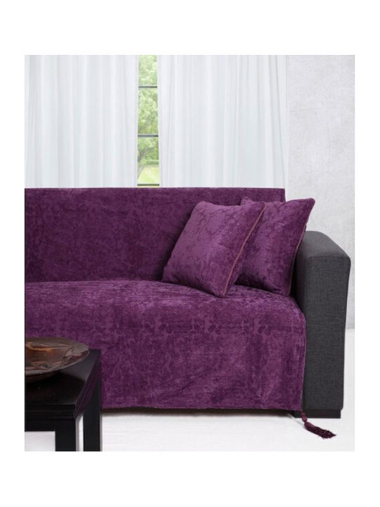Borea Ριχτάρι Τριθέσιου Καναπέ Chenille 180x270εκ. Μωβ 100.00.863-2
