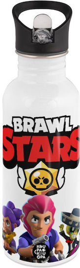 Koupakoupa Kids Water Bottle Brawl Stars Stainless Steel with Straw Blue 600ml