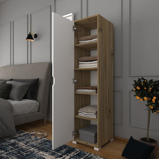 Single Door Wardrobe Clive Light Walnut - White 40x45x183cm