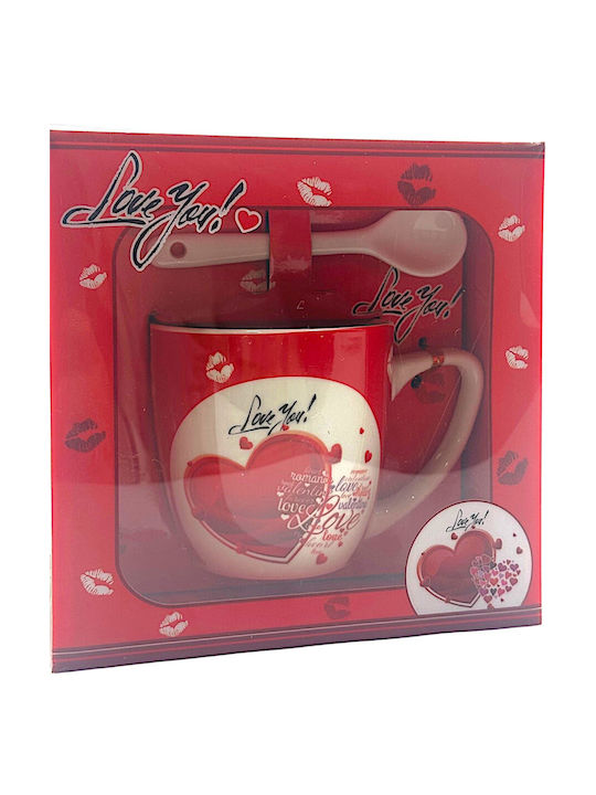 Valentinstag Tassen- und Löffelset Love You 81118 Rot