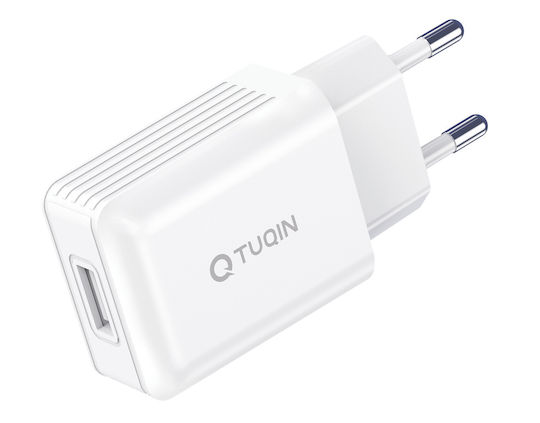 Tuqin Φορτιστής με Θύρα USB-A και Καλώδιο USB-C 15W Λευκός (QE44T)