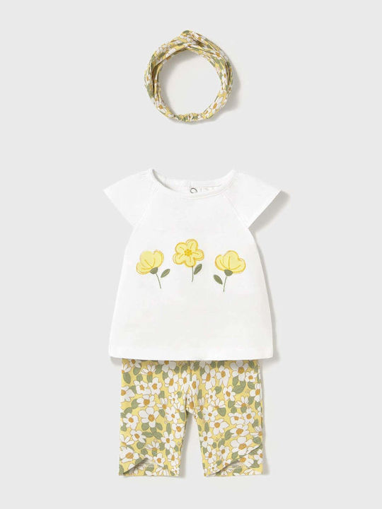 Mayoral Kids' Set with Leggings Summer 3pcs Yellow