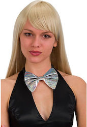 Metallic Silver Bow Tie Carnival Accessory