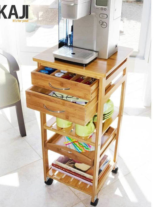 Bakaji Wooden Kitchen Trolley 2 Tiers Brown 40x36x80cm