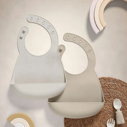 Mamas & Papas Wasserdicht Lätzchen Silikon mit Taste & Tasche Neutral Speckle 2Stück