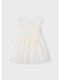 Girls Dress Short Sleeve with Lace Set with Accessories Ecru