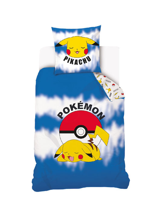 Pokemon Σετ Παιδική Παπλωματοθήκη Μονή Μπλε