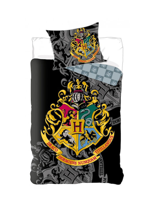 Harry Potter Set Kids Duvet Cover Single with Pillowcase Cotton Black 140x200cm