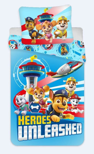 Paw Patrol Σετ Παιδική Παπλωματοθήκη Μονή Γαλάζια