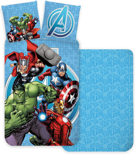 Avengers Kids Duvet Cover Single Set Blue