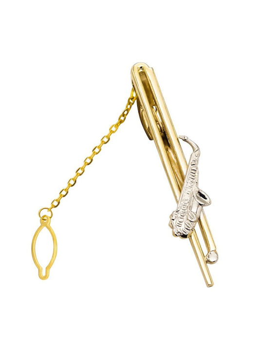 Erika Gold Tie Clip Silver/Gold Saxophone