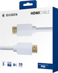 Nacon BB008630 Cabluri HDMI 2.1 Braided HDMI De Sex Masculin - HDMI De Sex Masculin 3m Alb