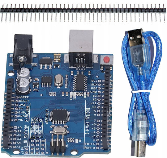 Μονάδα Acs A1 Atmega328 Avr Προορισμένη Arduino Uno R3 + Καλώδιο Usb Σωληνώσεις Goldpin
