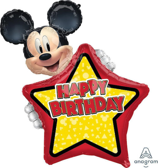 Foil Balloon Shape Mickey Mouse Happy Birthday 63 X 76 cm