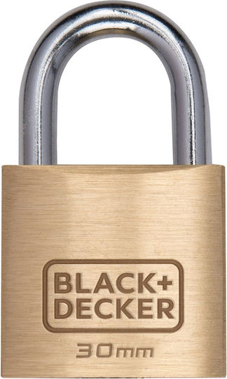 Black & Decker Bronze Vorhängeschloss Messing mit Schlüssel 30mm Black 1Stück
