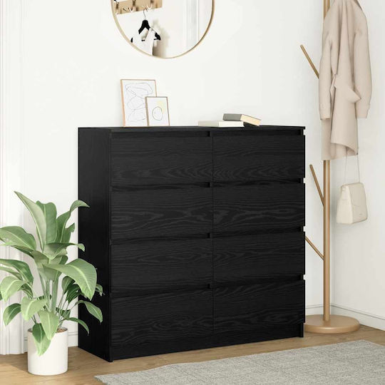 Office Storage Chipboard Drawer Black Velvet-Black Metal L100xW35xH99cm