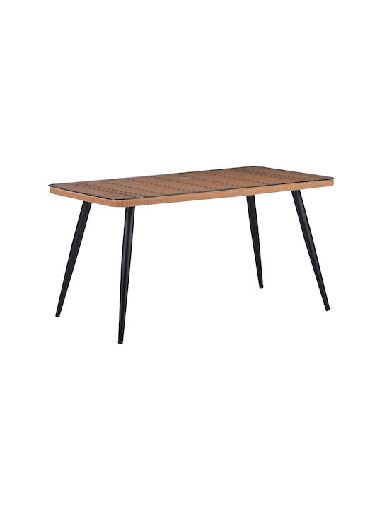 Masa Masa de lounge pentru spații exterioare Rattan cu suprafață din sticlă Naoki Natural 140x80x78buc