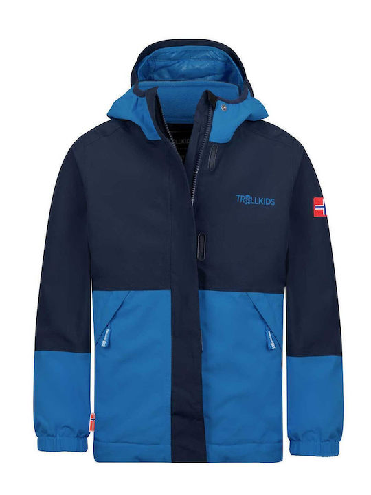 Kids Casual Short Coat with Hood Blue