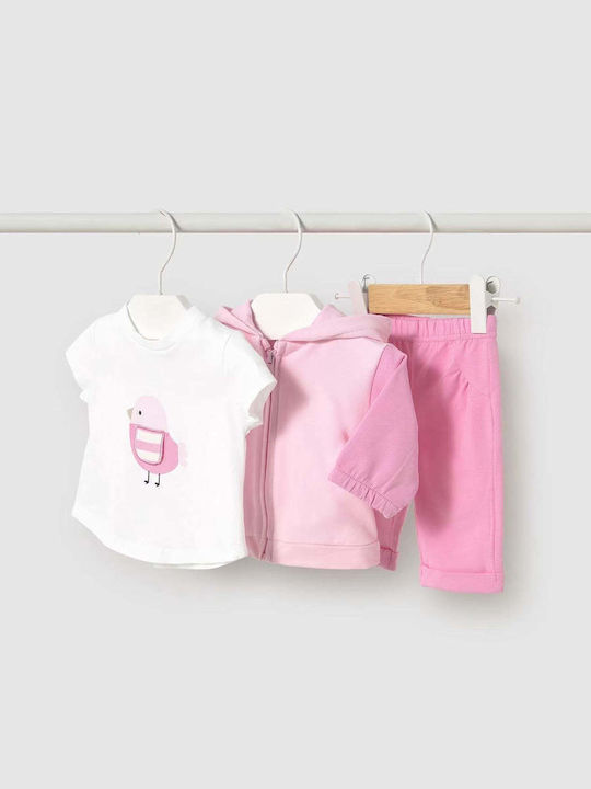Kids' Set with Shorts Summer 3pcs White/Pink