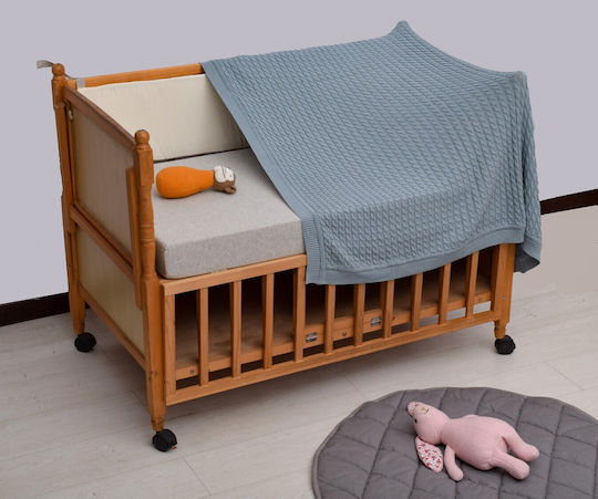 Liolios Home Blanket Cot Cotton Blue 100x150cm
