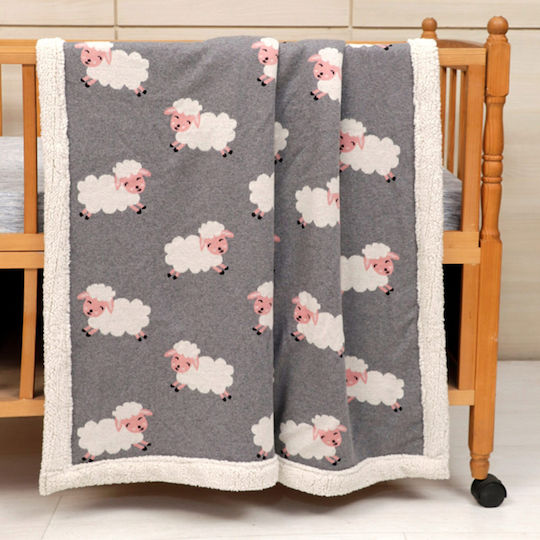 Liolios Home Blanket Cot Sheep Cotton Gray 100x120cm
