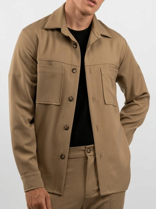 Μακρυμάνικo Overshirt Μπεζ