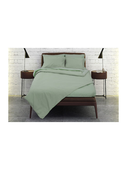 Rainbow Pattern Duvet Cover Set Solid Color Poly Cotton 144 Thread Count Olive 160x250cm