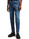 Men's Jeans Pants with Slim Tapered Fit Vintage Washed Blue