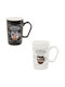 Set Tassen Kaffee Keramik Braun 370ml 2Stück