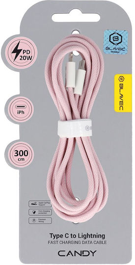 Blavec Braided USB-C to Lightning Cable 20W Ροζ 3m