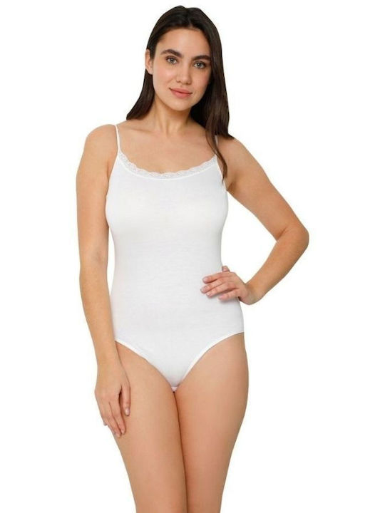 Damen Brasilianischer Träger Alltags-Viscose-Body Bellezza 15526 Weiß