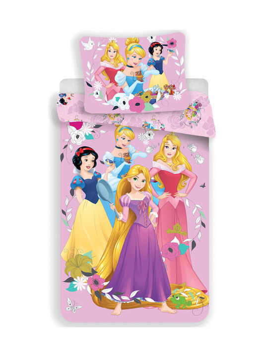 Disney Princess Conținut set Husă de pilotă pentru copii Single cu față de pernă Roz 140x200cm