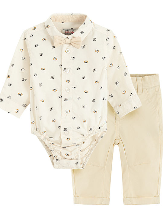 Cool Club Baby Bodysuit Set Long-Sleeved with Pants Ecru 2pcs
