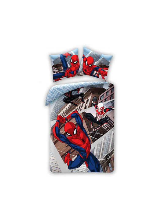 Spiderman Set Kids Duvet Cover Single with Pillowcase Cotton Multicolored 140x200cm