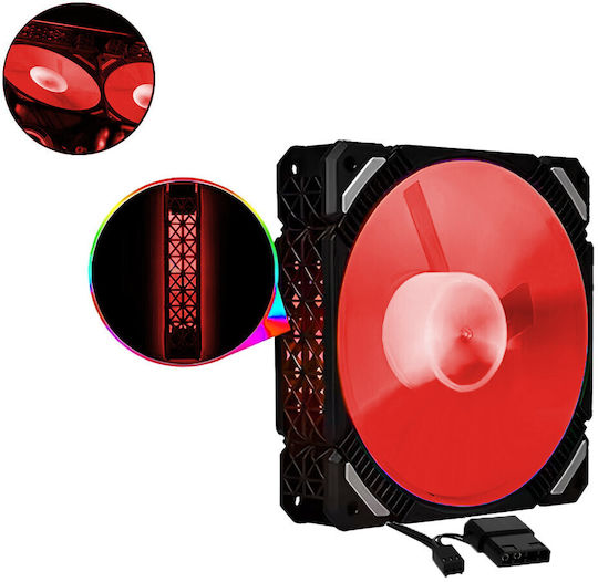 Case Fan 120mm (1800rpm / 38cfm) with Red LED and Connection 3-Pin / 4-Pin Molex