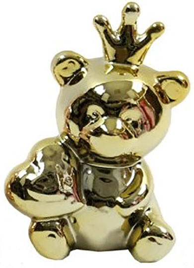 Urs ceramic cu coroană aurie 15cm Urs ceramic cu coroană aurie 15cm