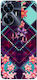 Realme Note 50 Checkered Flowers Transparent Silicone TPU Case