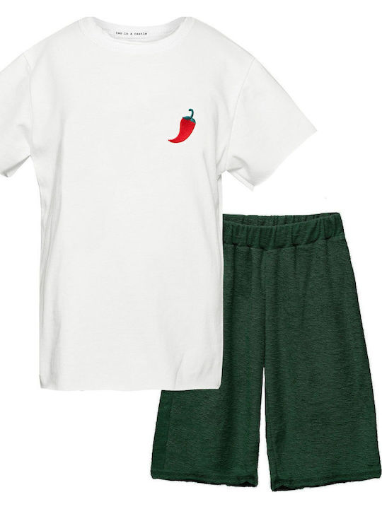 Set pentru copii cu șorturi Vară 2buc White-green