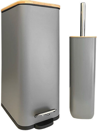 Sidirela Plastic Toilet Brush and Basket Set Soft Close 7lt Gray