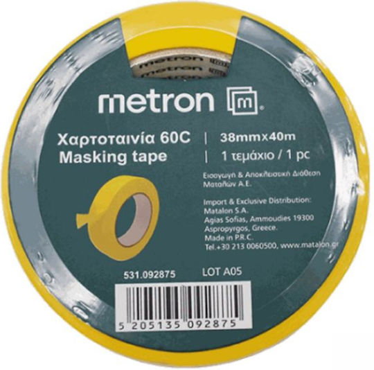 Metron Double-Sided Tape Yellow 60c 38mmx40m 092875