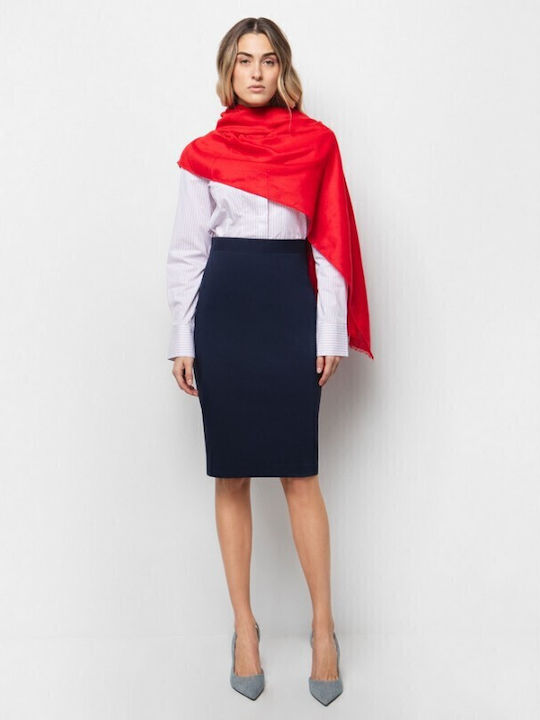 Pencil Midi Skirt Navy Blue