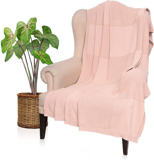 Liolios Home Fusion Kelly Knitted Blanket for Sofa 130x180cm Peach